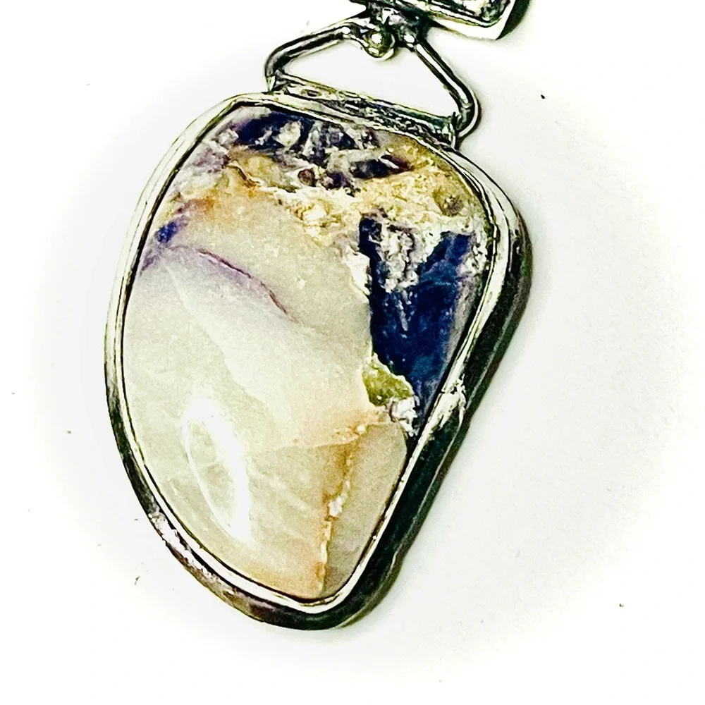 New Handmade Artisan Amethyst Dendritic Agate 925 Sterling Silver Mined Necklace